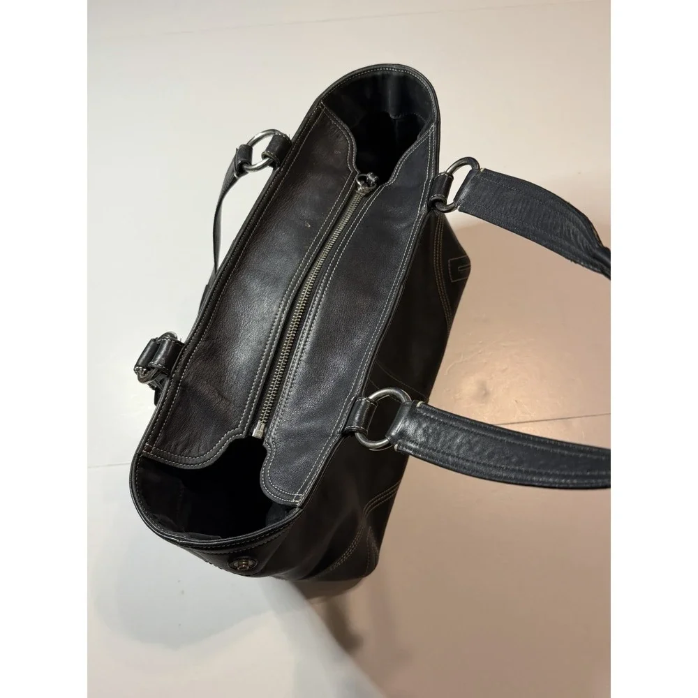 Vintage Coach SoHo Tote Satchel Bag 8A09 Y2K Black Leather Purse - Picture 5 of 11